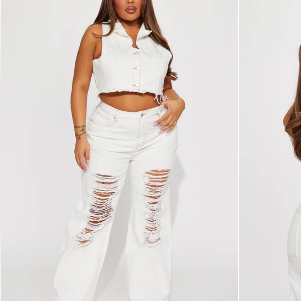 Fashion Nova White Denim matching Set.